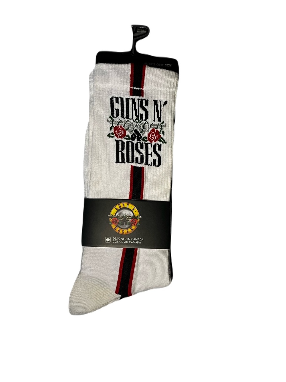Logo Crew Socks - White with Red & Black Stripe